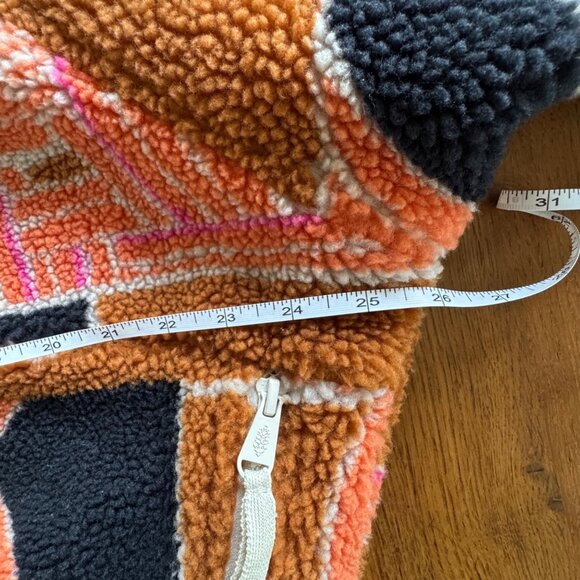 FREE PEOPLE Movement Rocky Ridge Pullover Womens S Orange Wave Geometric Fleece - Picture 11 of 12